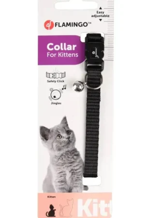 Aanbieding Flamingo Kittenhalsband Ziggi Zwart 15-22 cm 10 mm